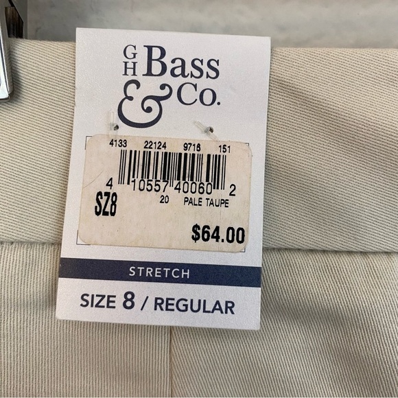 GH Bass & Co Pale Taupe Straight leg Stretch Pants Pockets Size 8 NWT - Picture 5 of 10